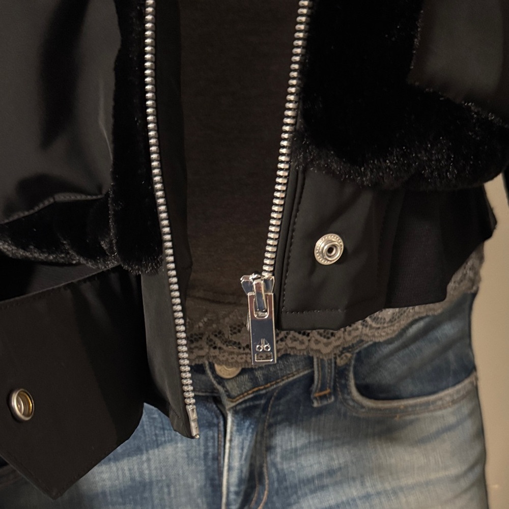 Moose Knuckles Black Hooded Bomber Jacket - Picture 2 of 14